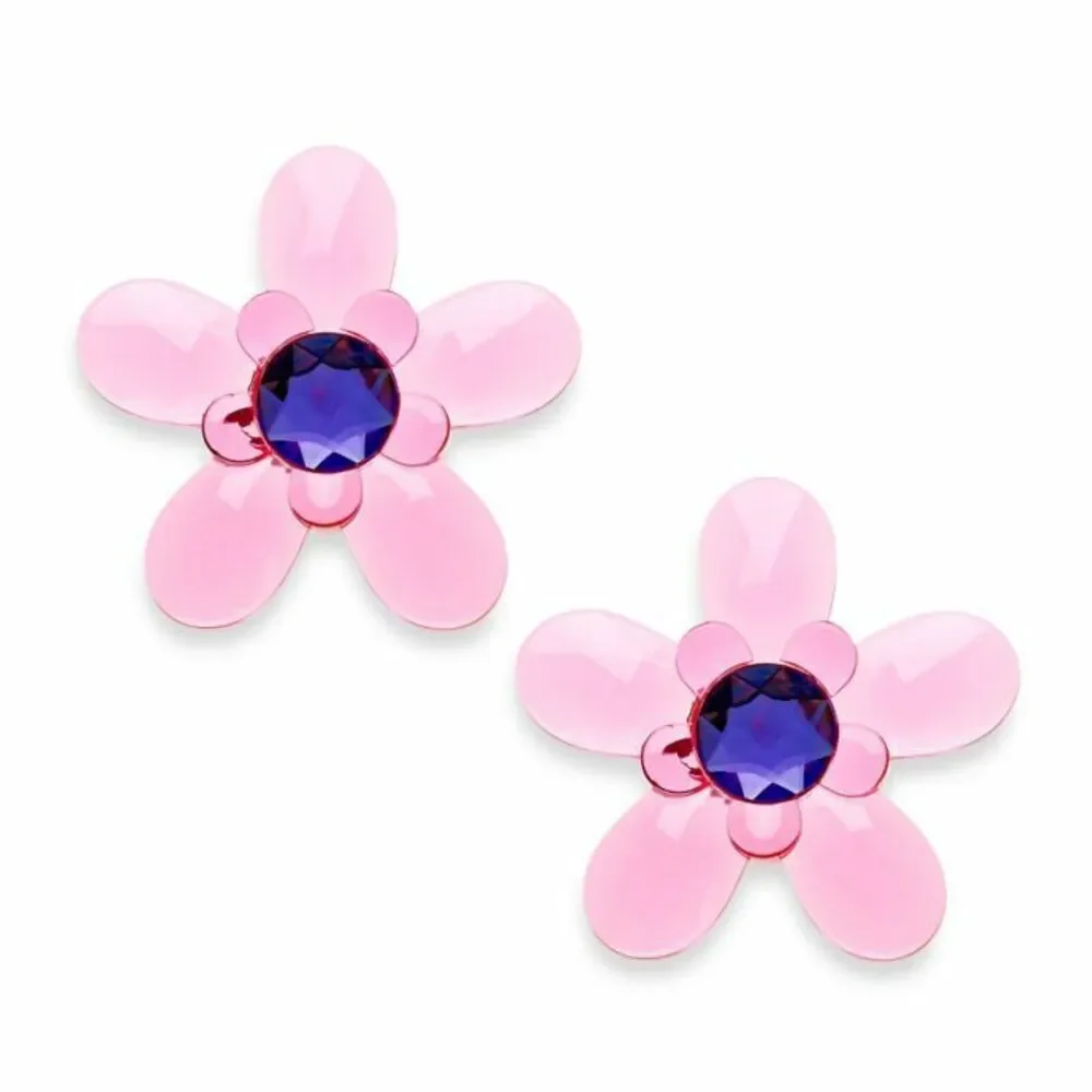Cambria My Room Flower Finials in Pink Acrylic and Brushed Nickel Girls Set of 2